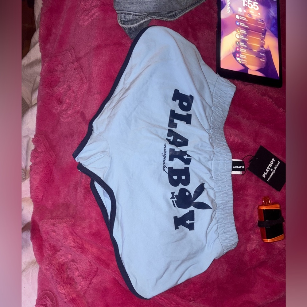 PLAYBOY Light Blue Athletic Shorts